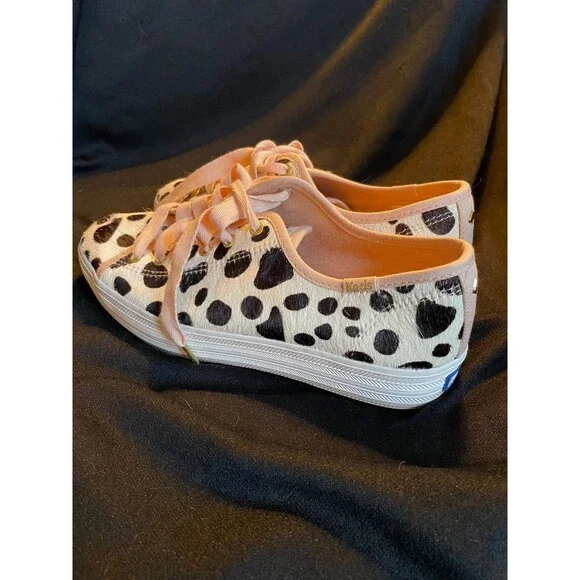 Keds Double Decker Slip-On Sneakers For Women – Dalmata Leather & Painterly Print